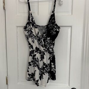 Kimchi Black and White Floral Romper
